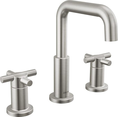 Delta Faucet Nicoli Widespread Bathroom Faucet 3 Hole, Brushed Nickel Bathroom Faucet, Bathroom Sink Faucet, Drain Assembly, Stainless 35894LF-SS