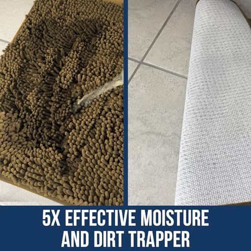 Muddy Mat Chenille Bathroom Rugs Quick Dry Microfiber Mats Non Slip Washable, Extra Thick, Soft and Highly Absorbent Bath Mats for Bathroom, Kitchen, and Shower Floor - Beige XL 59"X35"