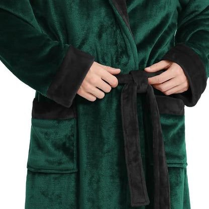 Yurhap Luxury Mens Robe with Hood, Ultra Cozy Fleece Bathrobe for Men, Plush Hooded Robe with Belt & 2 Pockets