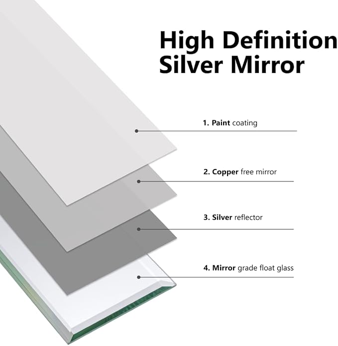 3" X 10" Glass Mirror Subway Backsplash Kitchen Bathroom Beveled Edge Brick Tile (Silver, 10 Tiles 2sq.ft)