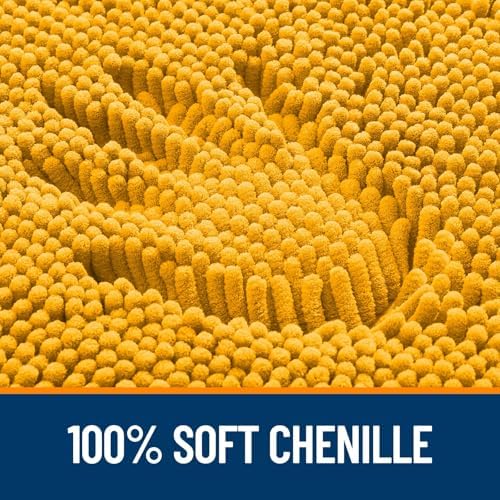 OLANLY Chenille Bathroom Rugs Sets 2 Piece, 36"x24"+24"x20", Golden Yellow