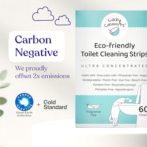 Lazy Coconuts Toilet Bowl Cleaner Strips, 60 Cleans, Plastic-Free, Lemon