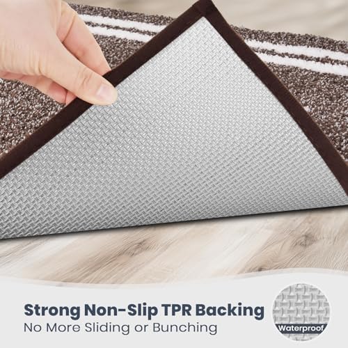PURRUGS Bathroom Runner Rug, Bath Mat, 24" x 60", Brown