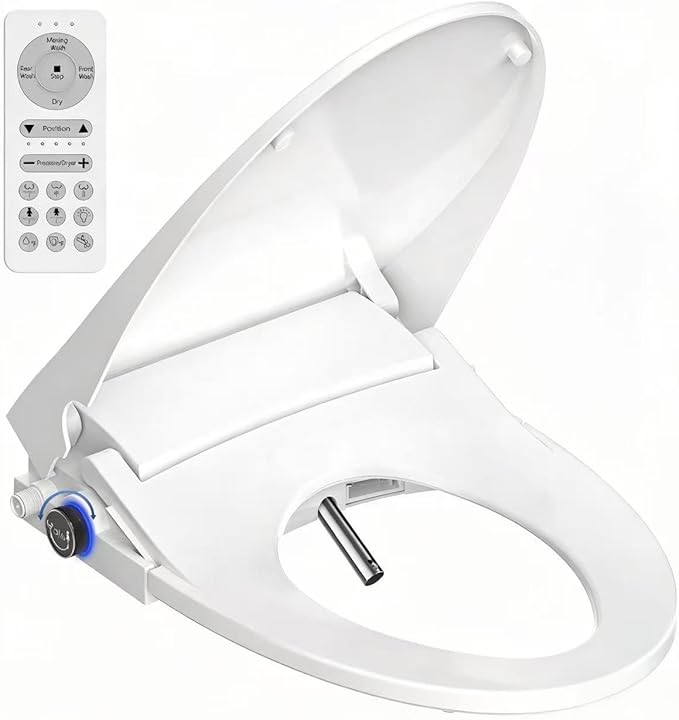 Elongated Electric Bidet Toilet Seat, Heated Seat with Dryer & Warm Water Cleaning,Elongated & Round Toilet Seat Compatible,Soft Close Heated Toilet Seat,Bidet with Warm Water Spray
