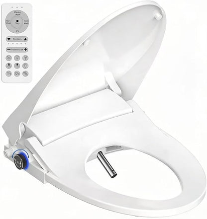 Elongated Electric Bidet Toilet Seat, Heated Seat with Dryer & Warm Water Cleaning,Elongated & Round Toilet Seat Compatible,Soft Close Heated Toilet Seat,Bidet with Warm Water Spray