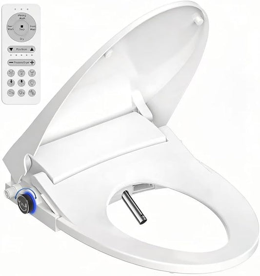 Elongated Electric Bidet Toilet Seat, Heated Seat with Dryer & Warm Water Cleaning,Elongated & Round Toilet Seat Compatible,Soft Close Heated Toilet Seat,Bidet with Warm Water Spray