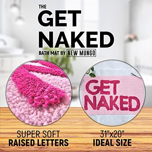 New Mungo Get Naked Bath Mat Pink - Hot Pink Bathroom Rug, 31" x 20"