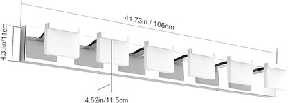 Ralbay LED Modern Vanity Light 6 Light Bathroom Vanity Lights Acrylic Stainless Steel Bathroom Vanity Lighting Fixtures
