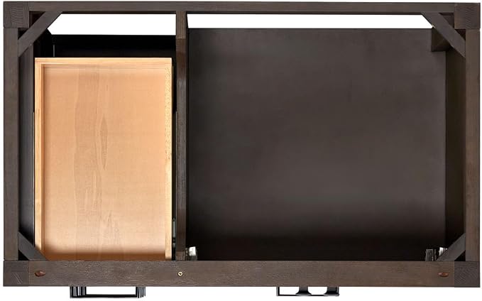 ARIEL Cambridge 36-inch Bathroom Vanity with Sink,Solid Wood, 1.5-inch Italian Carrara Marble Countertop, Single Rectangular Porcelain Sink, 2 Soft Closing Doors, 5 Dovetail Drawers, Brown Oak