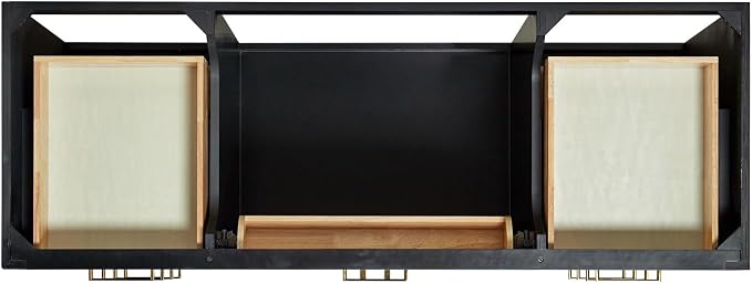 ARIEL Hepburn 60-inch Bathroom Vanity with Sink,Solid Wood, 1.5-inch Pure White Quartz Countertop & Backsplash, Single Rectangular Porcelain Sink, 2 Soft Closing Doors, 9 Dovetail Drawers, Black