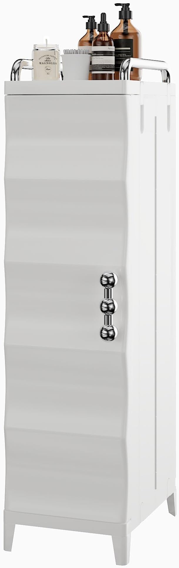 VECELO Narrow Storage Cabinet with Door, Slim Bathroom Storage Cabinet with Adjustable Shelves, for Small Spaces, Bathroom, Kitchen, Laundry, 28.7” H, White