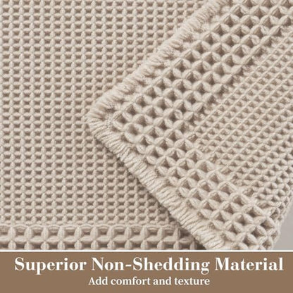 RESARE Waffle Bath Mat for Bathroom Non Slip Bathroom Rugs 17x24 Pale Beige