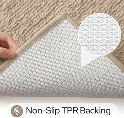 HOMEIDEAS Beige Bathroom Rugs Sets 2 Piece 20" x 32" + 16" x 24"