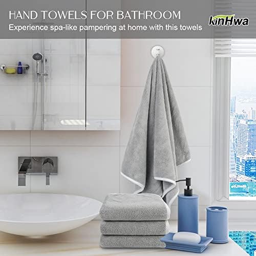 KinHwa Hand Towels for Bathroom, Microfiber Face Towels, 16x30 Inch, 2 Pack
