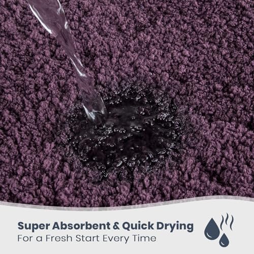 PURRUGS Bathroom Rug, Bath Mat, 20" x 24" U-Shaped, Purple