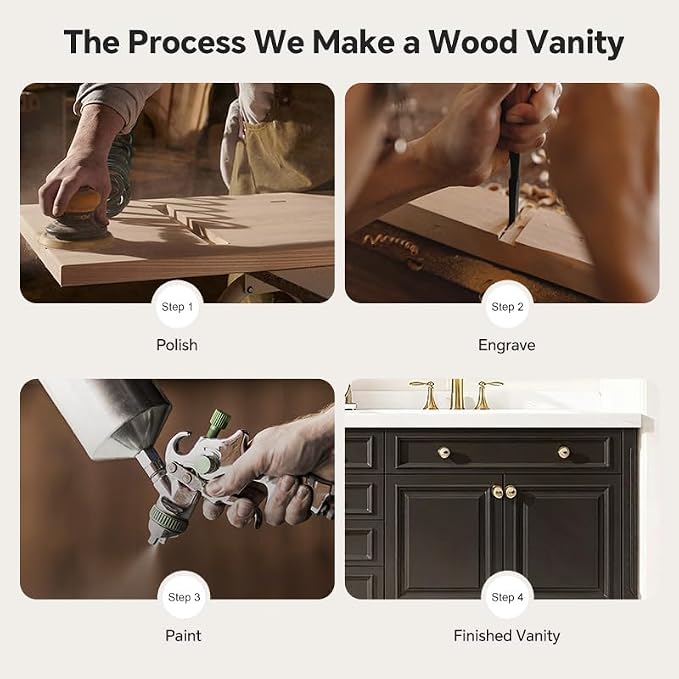 48-92IN Single/Double Sink Bathroom Vanity, Defogging Smart Mirror, Modern American Free Standing Vanity with Bathroom Cabinet