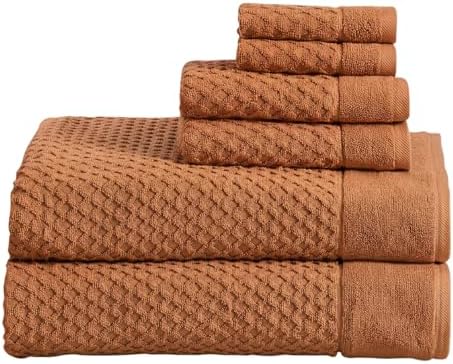 Great Bay Home Bath Towels - 100% Cotton 6 Piece Bath Sheet Set - Diamond Waffle Weave - Absorbent, Durable, Quick-Dry Towels for Bathroom (Copper)