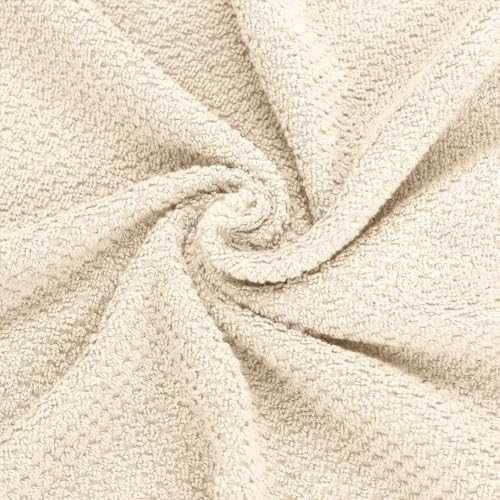 Feather & Stitch 100% Cotton 625 GSM Bath Towel Set of 6, Ultra Soft Highly Absorbent 2 Bath Towels, 2 Hand Towels & 2 Washcloth - Luxury Quick Dry Shower Towels (Ivory)