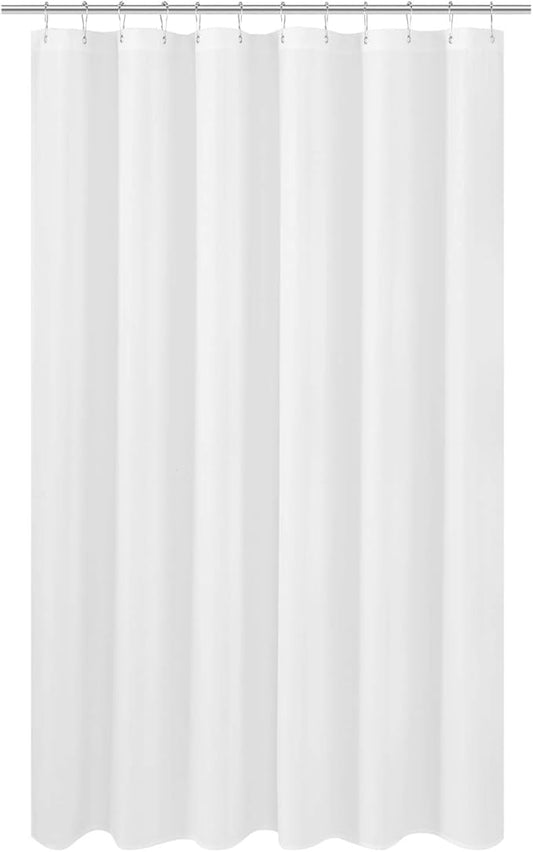 N&Y HOME Extra Long Shower Curtain Liner Fabric 72 x 80 inches, Hotel Quality, Washable, White Spa Bathroom Curtains with Grommets, 72x80