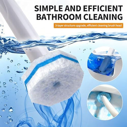 60pcs Disposable Toilet Brush Refill Pads, Replacement Brush Heads, Toilet Cleaner Refills，Disposable Wand Heads，Bathroom Cleaning，Toilet Cleaning Scrubbers Compatible with Most Toilet Brushes