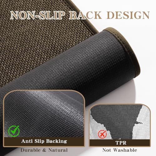 chakme Bathroom Rugs Mat 59x17, Ultra Thin Non Slip Bath Rug Runner Quick Dry Absorbent Bath Mat for Bathroom, (Brown, 59"x17")