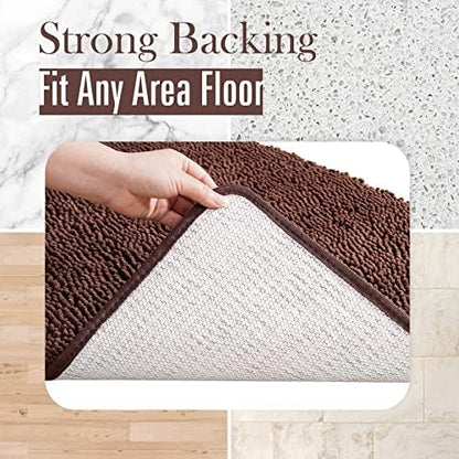 LOCHAS Luxury Bathroom Rug Shaggy Bath Mat 24 x 60 Inch, Brown