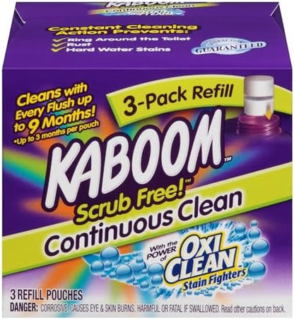Kaboom Scrub Free! Continuous Clean with OxiClean, 3-Pack Refill