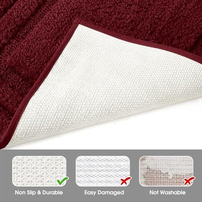 HOMEIDEAS Bathroom Rugs Sets 2 Piece, Super Soft and Absorbent Non Slip Microfiber U-Shaped Toilet Bath Mat Set (20"x32"+U20 x24, Burgundy Red)