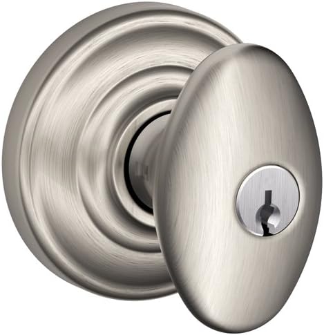 SCHLAGE F51A SIE 619 AND Siena Knob with Andover Trim Keyed Entry Lock, Satin Nickel