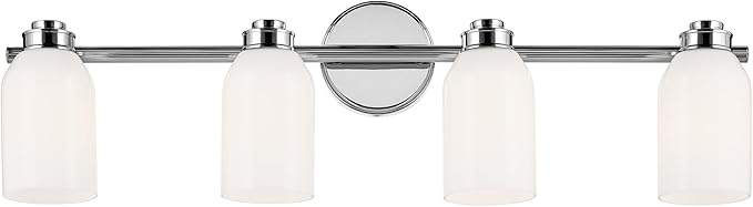 Kichler Shae 32.25" 4-Light Vanity Light with White Opal Glass in Chrome, for Bathroom Vanity, Powder Room. Over a Mirror, (32.25" W x 9" H), 55203CH