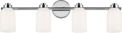 Kichler Shae 32.25" 4-Light Vanity Light with White Opal Glass in Chrome, for Bathroom Vanity, Powder Room. Over a Mirror, (32.25" W x 9" H), 55203CH