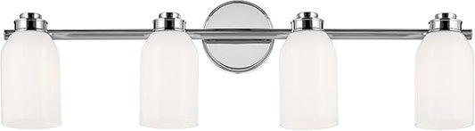 Kichler Shae 32.25" 4-Light Vanity Light with White Opal Glass in Chrome, for Bathroom Vanity, Powder Room. Over a Mirror, (32.25" W x 9" H), 55203CH
