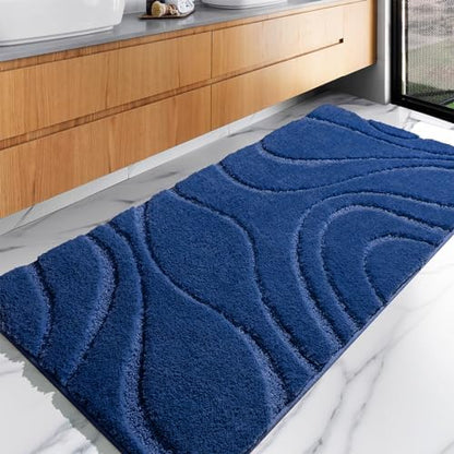 DEXDE Bathroom Rugs Runner Soft Non-Slip Mat for Bathroom Floor 24X60 Blue
