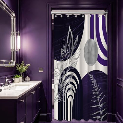 Dark Purple and Grey Stall Shower Curtain, 48X72 in Narrow Small