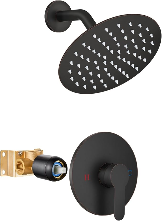 Airuida 8 Inch Oil Rubbed Bronze Shower Faucet Set,Shower Valve Kit | Female Threads Rough-in Valve Shower Trim Kit,Single Handle Control Shower Set