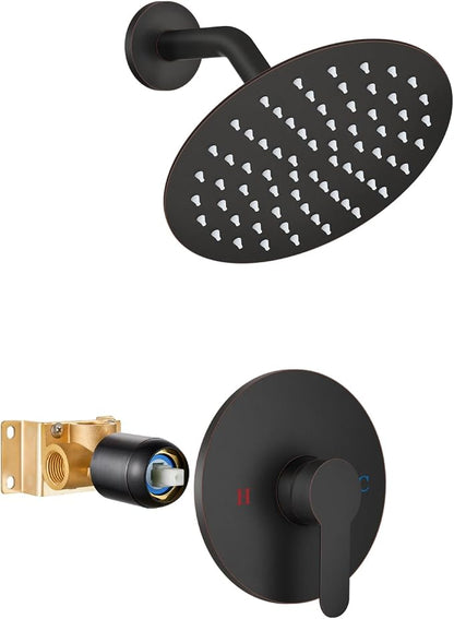 Airuida 8 Inch Oil Rubbed Bronze Shower Faucet Set,Shower Valve Kit | Female Threads Rough-in Valve Shower Trim Kit,Single Handle Control Shower Set