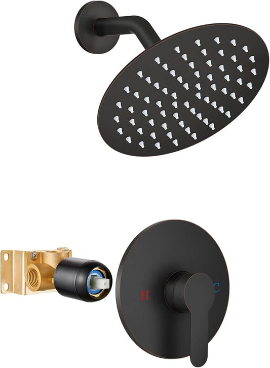 Airuida 8 Inch Oil Rubbed Bronze Shower Faucet Set,Shower Valve Kit | Female Threads Rough-in Valve Shower Trim Kit,Single Handle Control Shower Set