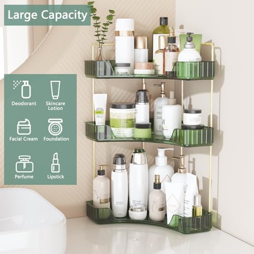 Webetop Corner Bathroom Organizer 3 Tier Makeup Countertop Shelf for Vanity