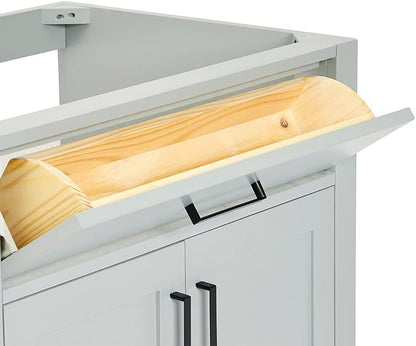 ARIEL Hepburn 30-inch Bathroom Vanity Base Cabinet,Solid Wood, 2 Soft Closing Doors, 1 Dovetail Drawers, Grey