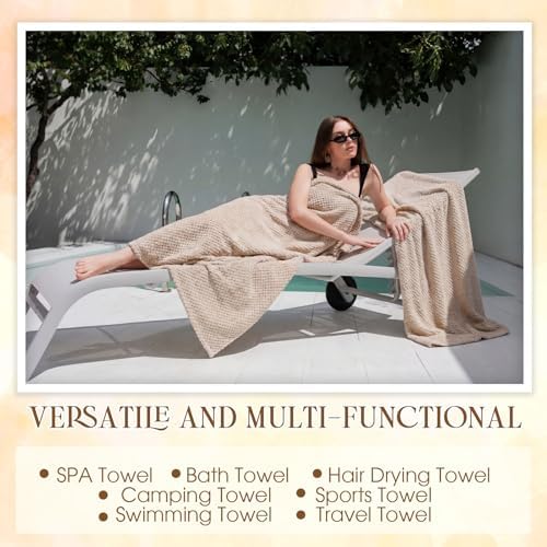 Peryiter 6 Pcs Bath Towel Set, Oversized Bath Sheet for Adults, Khaki
