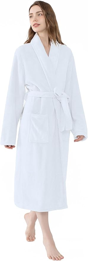 Soft Robe For Women，Warm Plush Bath Robes Female，Spa Towel After Shower Lightweight Long Bathrobe