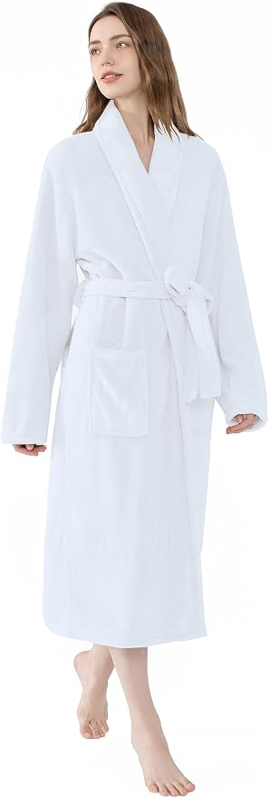 Soft Robe For Women，Warm Plush Bath Robes Female，Spa Towel After Shower Lightweight Long Bathrobe