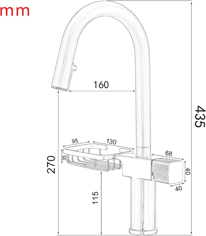 JRUIA Gold Extendable Bathroom Faucet, 360° Swivel Brass Faucet, Kitchen and Sink Mixer Tap, Modern Faucet with Soap Holder,Gold