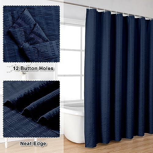 Aiyufeng Moga Navy Blue Fabric Shower Curtain 78 Inch Long for Bathroom