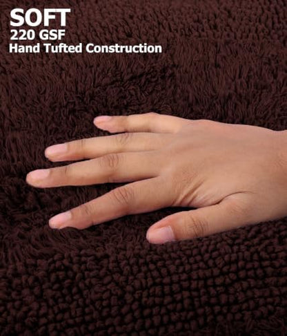COTTON CRAFT Bath Rugs - 2 Pack Large 20x30 Soft Plush Bath Mats - Brown