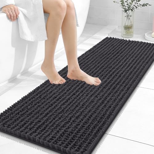 OLANLY Bathroom Runner Rugs 47x17, Thick Soft Absorbent Chenille Bath Rugs