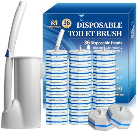 Disposable Toilet Brush,Toilet Bowl Cleaner,Wall Mounted Toilet Bowl Brush with 36 Refills for Deep Toilet Cleaning,Toilet Brush and Holder Set for Hygienic Bathroom Maintenance(White)