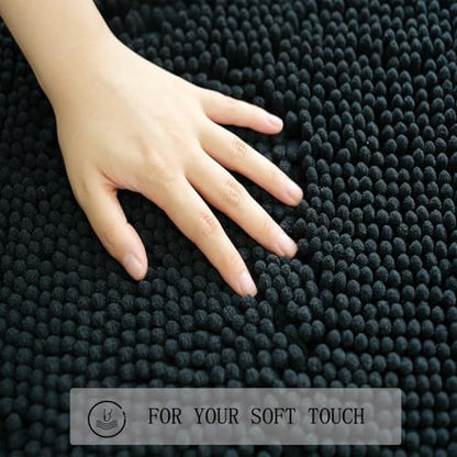 3 Piece Bathroom Rugs Set, Non-Slip Bath Mats with PVC Backing, Super Absorbent Washable Plush Carpet, Soft Shag Rug for Bathroom Bedroom Kitchen Home Decor (Dark Grey)