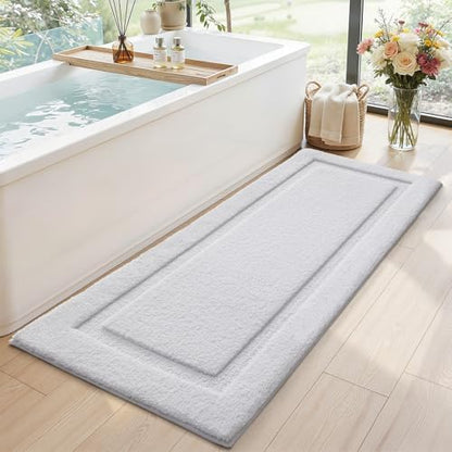 LUMI Ultra Soft Bathroom Runner Rugs, Non Slip Bath Mat 24x60, White