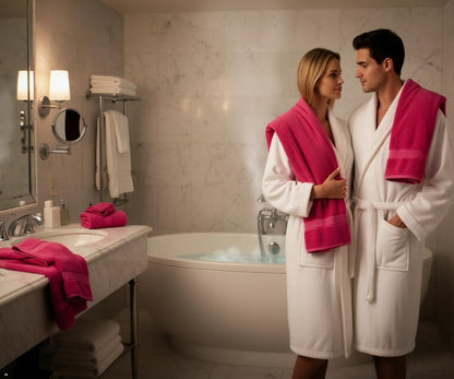 6 Piece Bath Towel Set, 2 Bath, 2 Hand, 2 Washcloths, Hot Pink
